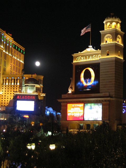 Full moon over Las Vegas Strip