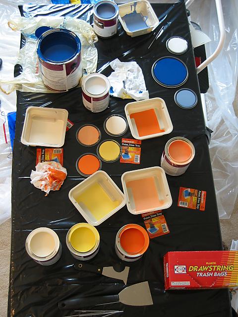 Open paints for sunset mural