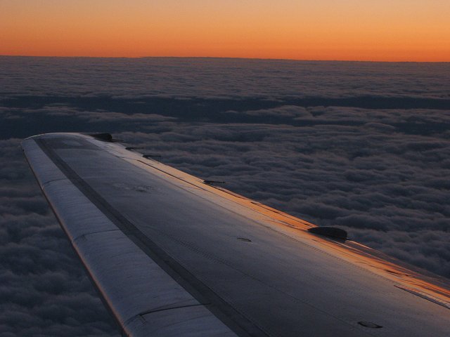 Flying east from Minneapolis, summer evening
