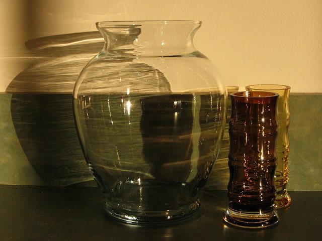 Fall morning light on kitchen vases