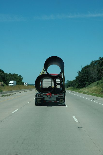 Driving with trucks through Wisconsin