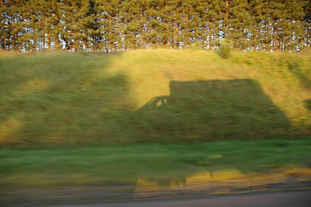 Moving truck shadow in sunset, Wisconsin